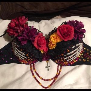 Custom Rave Bra Day of the Dead Theme